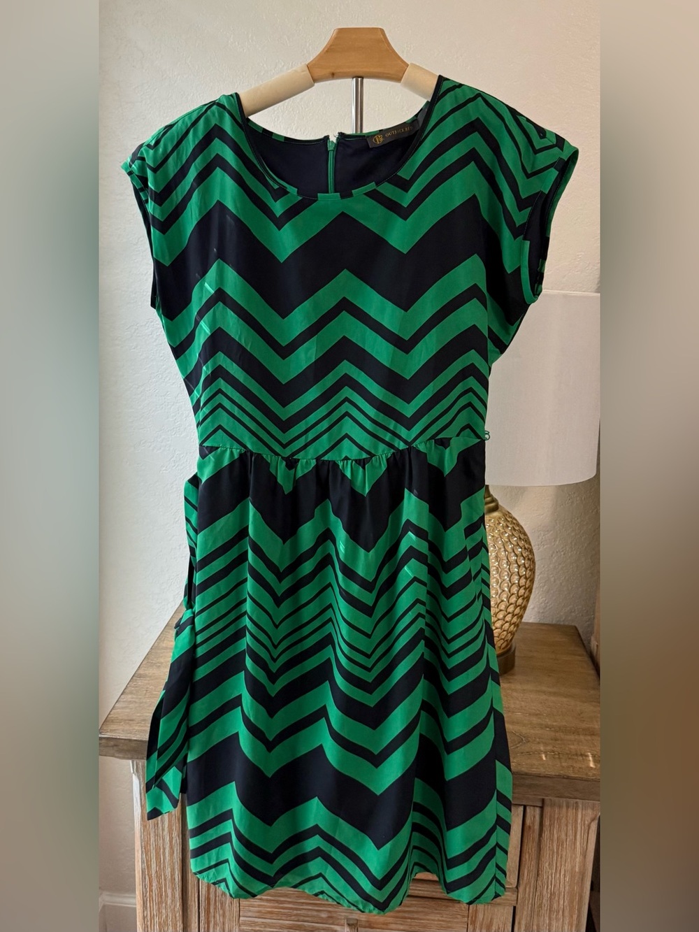Outback Red Green and Black Chevron Mini Dress- Size 4